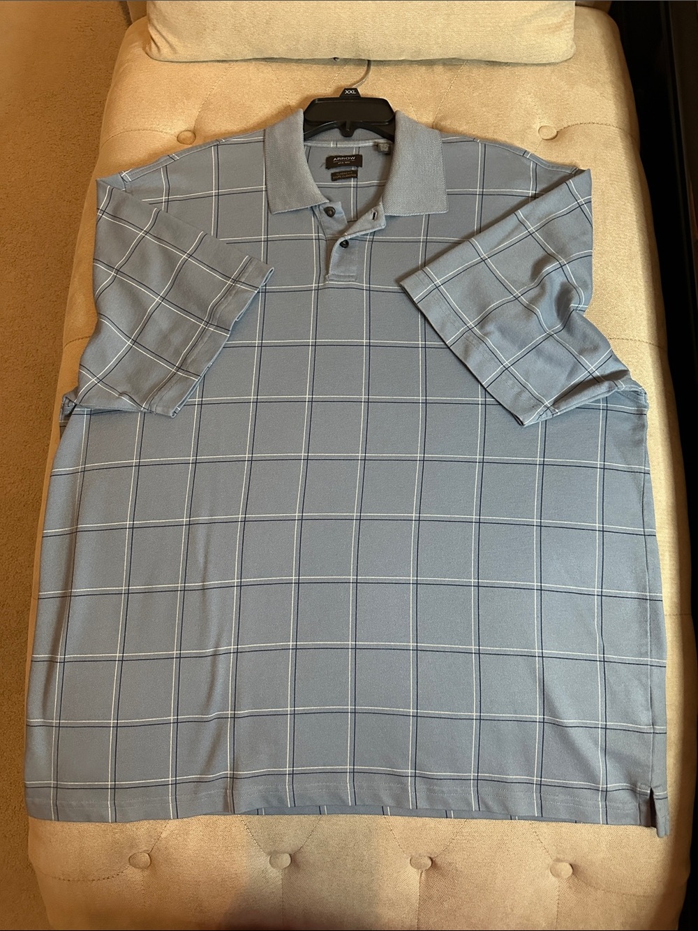 Arrow Men’s Light Blue Windowpane Polo